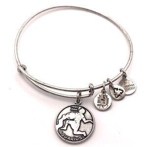 Alex and Ani Aquarius Zodiac Charm Bracelet Silver Finish Expands 2"- 3.5"
